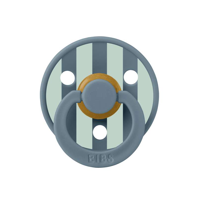 Bibs Rund Colour Napp - strl. 1 - naturgummi - Studio - Block - Petrol/Nordisk Mint