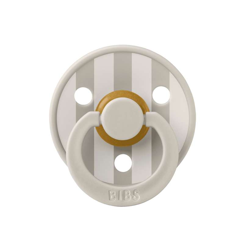 Bibs Rund Colour Napp - strl. 1 - naturgummi - Studio - Block - Sand/Elfenben