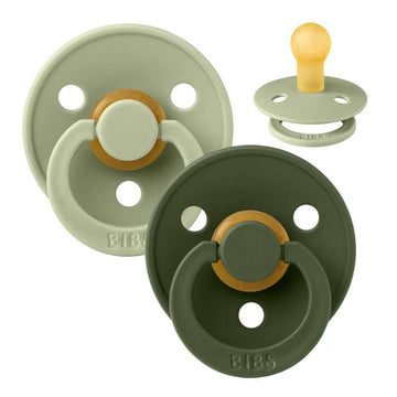 Bibs Rund Colour Napp - 2-Pack - strl. 1 - naturgummi - Salvia/Jaktgrön