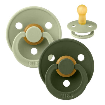 Bibs Rund Colour Napp - 2-Pack - strl. 2 - naturgummi - Salvia/Jaktgrön