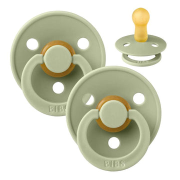 Bibs Rund Colour Napp - 2-Pack - strl. 2 - naturgummi - Salvia/Salvia