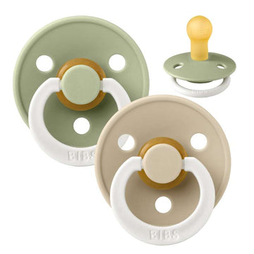 Bibs Rund Colour Napp - 2-Pack - strl. 1 - naturgummi - GLOW - Salvia/Vanilj