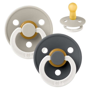 Bibs Rund Colour Napp - 2-Pack - strl. 2 - naturgummi - GLOW - Sand/Järn