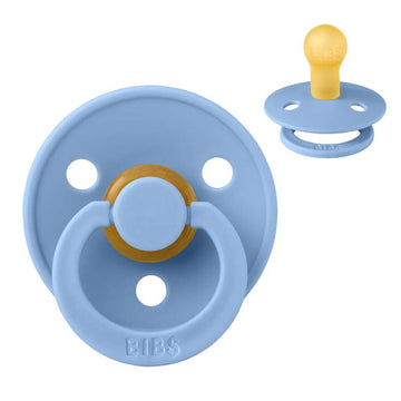 Bibs Rund Colour Napp - strl. 1 - naturgummi - Himlens blå