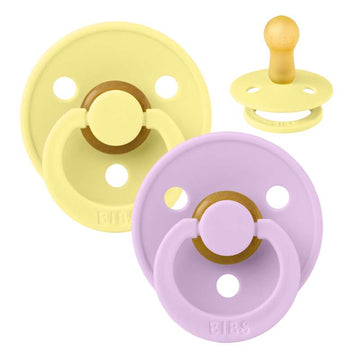 Bibs Rund Colour Napp - 2-Pack - strl. 2 - naturgummi - Sunshine/Violet Sky