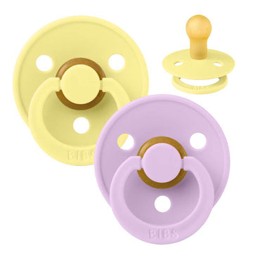 Bibs Rund Colour Napp - 2-Pack - strl. 1 - naturgummi - Sunshine/Violet Sky