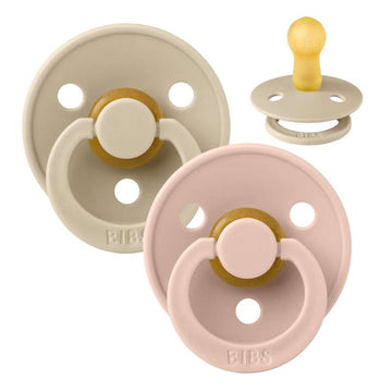 Bibs Rund Colour Napp - 2-Pack - strl. 2 - naturgummi - Vanilj/Blush