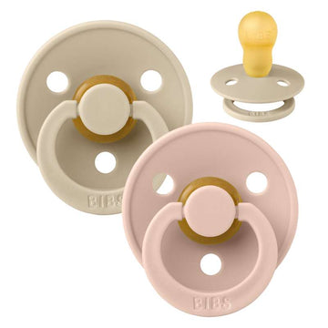 Bibs Rund Colour Napp - 2-Pack - strl. 3 - naturgummi - Vanilj/Blush