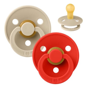Bibs Rund Colour Napp - 2-Pack - strl. 1 - naturgummi - Vanilj/Karamelläpple