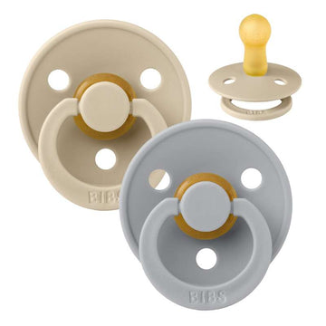 Bibs Rund Colour Napp - 2-Pack - strl. 2 - naturgummi - Vanilj/Moln