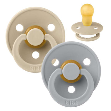 Bibs Rund Colour Napp - 2-Pack - strl. 3 - naturgummi - Vanilj/Moln