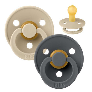 Bibs Rund Colour Napp - 2-Pack - strl. 1 - naturgummi - Vanilj/Järn