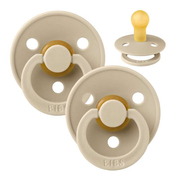 Bibs Rund Colour Napp - 2-Pack - strl. 1 - naturgummi - Vanilj/Vanilj