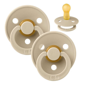 Bibs Rund Colour Napp - 2-Pack - strl. 2 - naturgummi - Vanilj/Vanilj