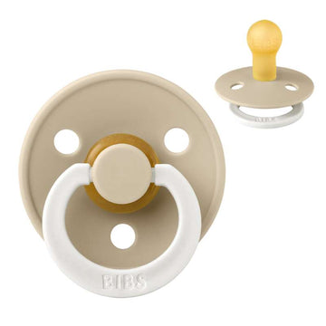 Bibs Rund Colour Napp - strl. 1 - naturgummi - GLOW - Vanilj