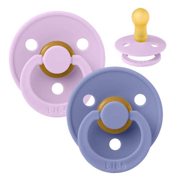 Bibs Rund Colour Napp - 2-Pack - strl. 2 - naturgummi - Lila Himmel/Peri