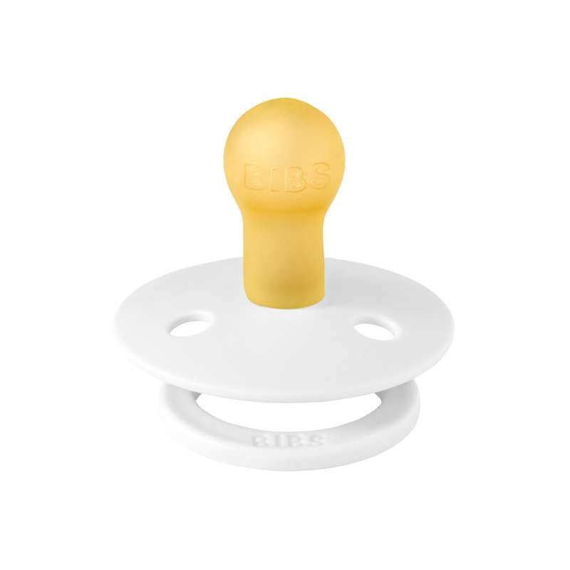 Bibs Rund Colour Napp - strl. 1 - naturgummi - Vit