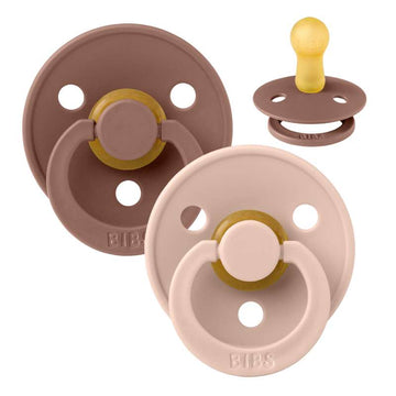 Bibs Rund Colour Napp - 2-Pack - strl. 2 - naturgummi - Woodchuck/Blush