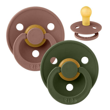 Bibs Rund Colour Napp - 2-Pack - strl. 1 - naturgummi - Woodchuck/Jägare Grön