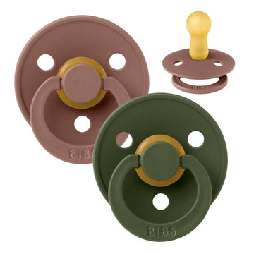 Bibs Rund Colour Napp - 2-Pack - strl. 2 - naturgummi - Woodchuck/Hunter Green