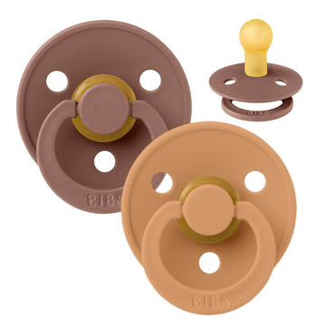 Bibs Rund Colour Napp - 2-Pack - strl. 1 - naturgummi - Woodchuck/Pumpkin