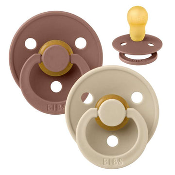 Bibs Rund Colour Napp - 2-Pack - strl. 3 - naturgummi - Woodchuck/Vanilj
