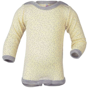 Engel Natur Bodysuit med långa ärmar - Ull/Siden - Naturliga prickar