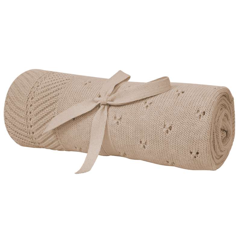 Oh'Naturel Strikket Babytæppe - Økologisk Bomuld - 80x100 cm. - Sand