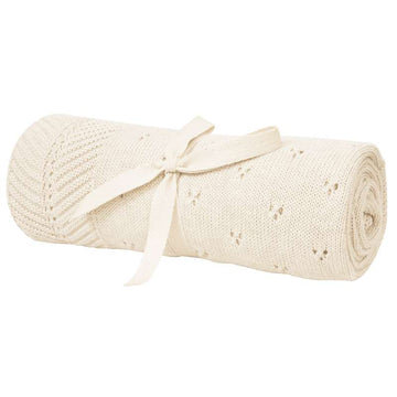 Oh'Naturel Strikket Babytæppe - Økologisk Bomuld - 80x100 cm. - Swan