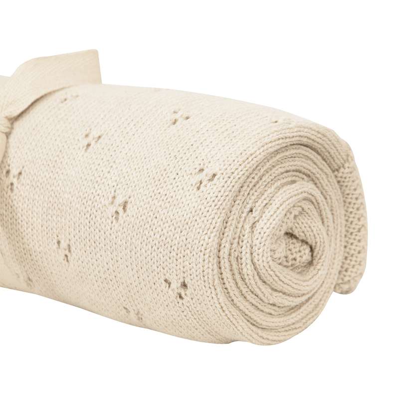 Oh'Naturel Strikket Babytæppe - Økologisk Bomuld - 80x100 cm. - Swan