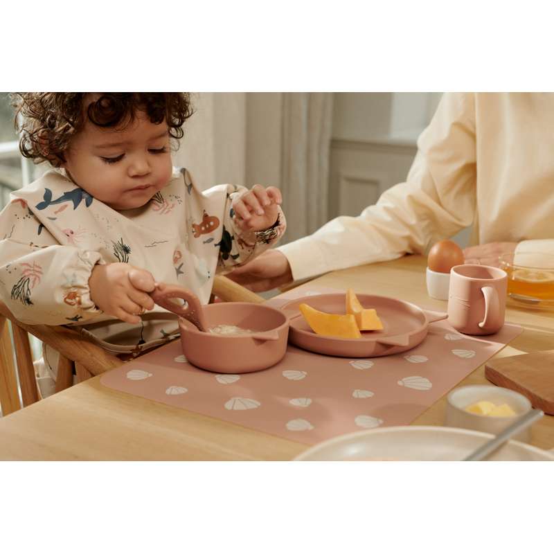 Liewood Vivi Baby Matset - 4 delar - Silikon - Cat/Dark Rose