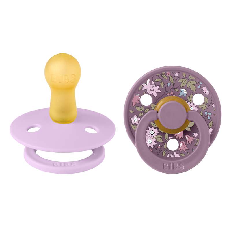 Bibs Rund Colour Napp - 2-Pack - strl. 2 - naturgummi - Liberty - Kamomill Gräs/Violett Himmel Mix 
