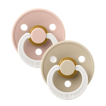 BIBS Symmetrisk Colour Sut - 2-Pak - strl. 2 - naturgummi - GLOW - Blush/Vanilj 