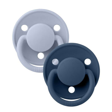 BIBS Rund De Lux Napp - 2-pack - One Size - Silikon - Dusty Blue/Steel Blue