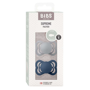 BIBS Symmetrisk Supreme Napp - 2-pack - Stl. 1 - Silikon - Cloud/Steel Blue