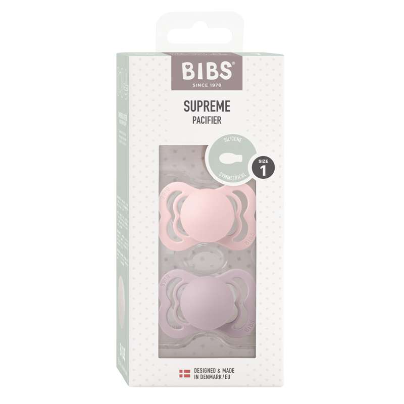 BIBS Symmetrisk Supreme napp - 2-pack - Stl. 1 - Silikon - Blossom/Dusky Lilac