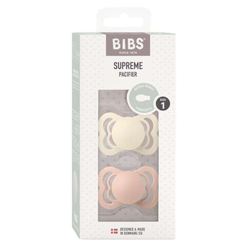 BIBS Symmetrisk Supreme Napp - 2-pack - Strl. 1 - Naturgummi - Ivory/Blush