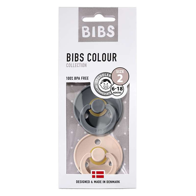 BIBS Rund Färg Sut - 2-Pack - Str. 2 - Naturgummi - Iron/Blush