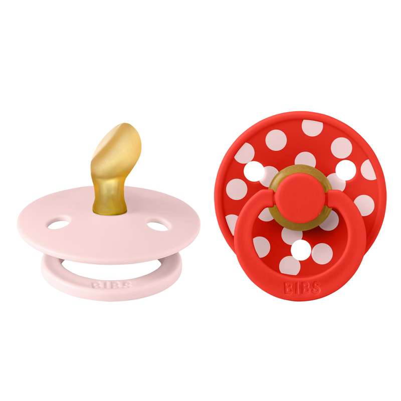 BIBS Anatomisk Colour Sut - 2-Pack - strl. 1 - naturgummi - Polka Studio - Blossom/Candy Apple 