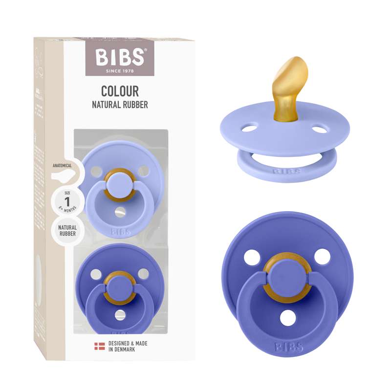 BIBS Anatomisk färg sutur - 2-pack - strl. 1 - naturgummi - Hush/Grape 