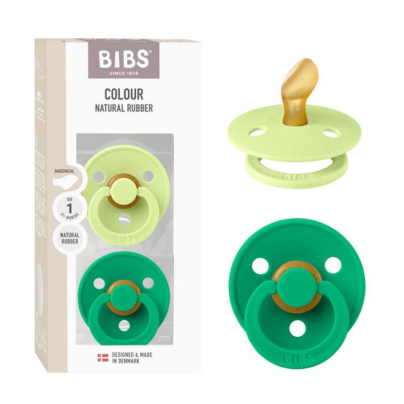 BIBS Anatomisk Colour Sut - 2-Pack - strl. 1 - naturgummi - Matcha/Cactus 