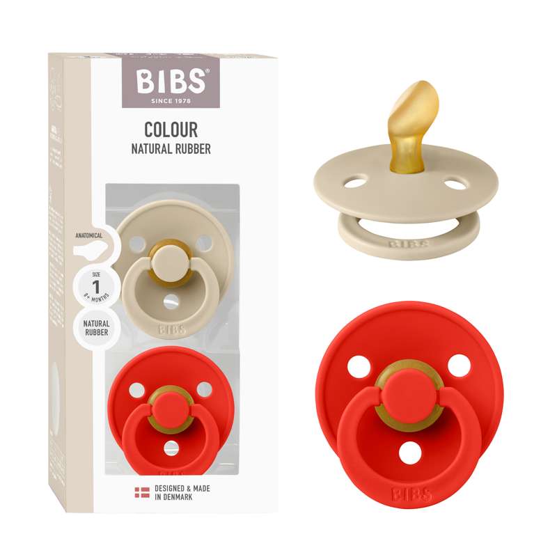 BIBS Anatomisk Colour Sut - 2-Pack - strl. 1 - naturgummi - Vanilla/Candy Apple 