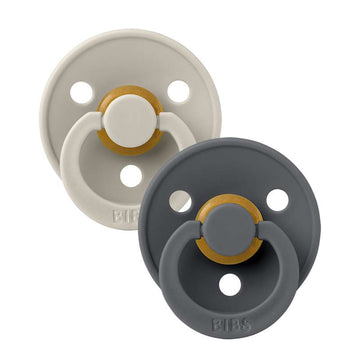 Bibs Rund Colour Napp - 2-Pack - strl. 1 - naturgummi - Sand/Järn 