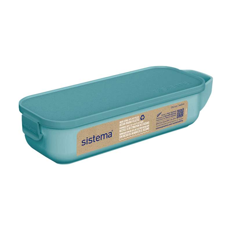 Sistema Ocean Bound Snackbox - Snack and Slide - 430 ml - Teal Stone