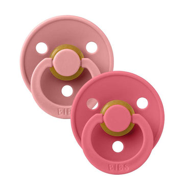 BIBS Symmetrisk Colour Sut - 2-Pack - strl. 1 - naturgummi - Dammig Rosa/Korall 