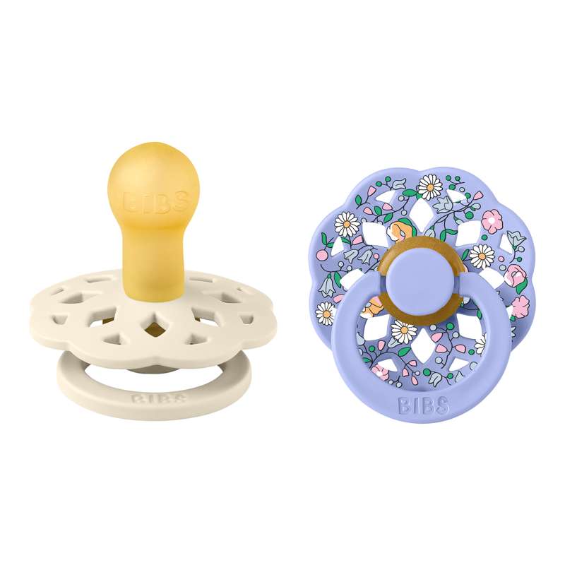 BIBS Rund bohemisk napp - 2-pack - strl. 1 - naturgummi - Liberty - Chloe Meadow/Ivory Mix 