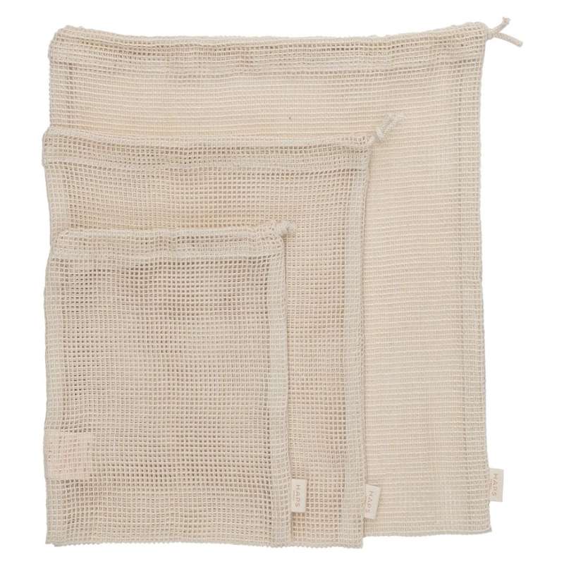 HAPS Nordic Mesh Bags Förvaringspåsar - 3-Pack - Natur 