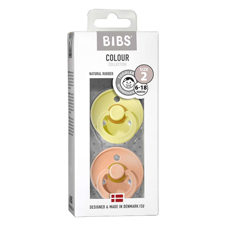 BIBS Rund Colour Sut - 2-Pack - Str. 2 - Naturgummi - GLOW - Iron/Baby Blue