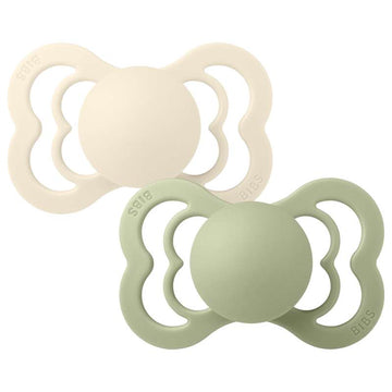 BIBS Symmetrisk Supreme Napp - 2-pack - Strl. 2 - Naturgummi - Ivory/Sage