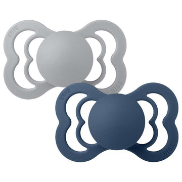 BIBS Symmetrisk Supreme Napp - 2-pack - Stl. 2 - Silikon - Cloud/Steel Blue